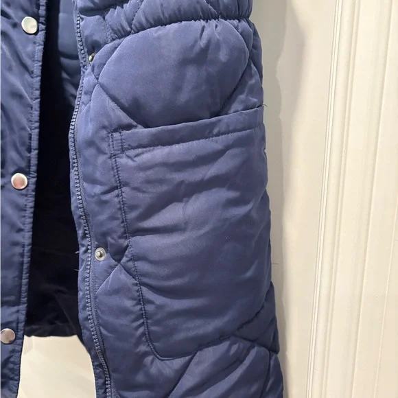 Navy Quilted Long Vest - Picture 3 of 5
